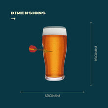 Load image into Gallery viewer, Dart Pint Glass - 20oz Pint Glass with Embedded Mini Dart
