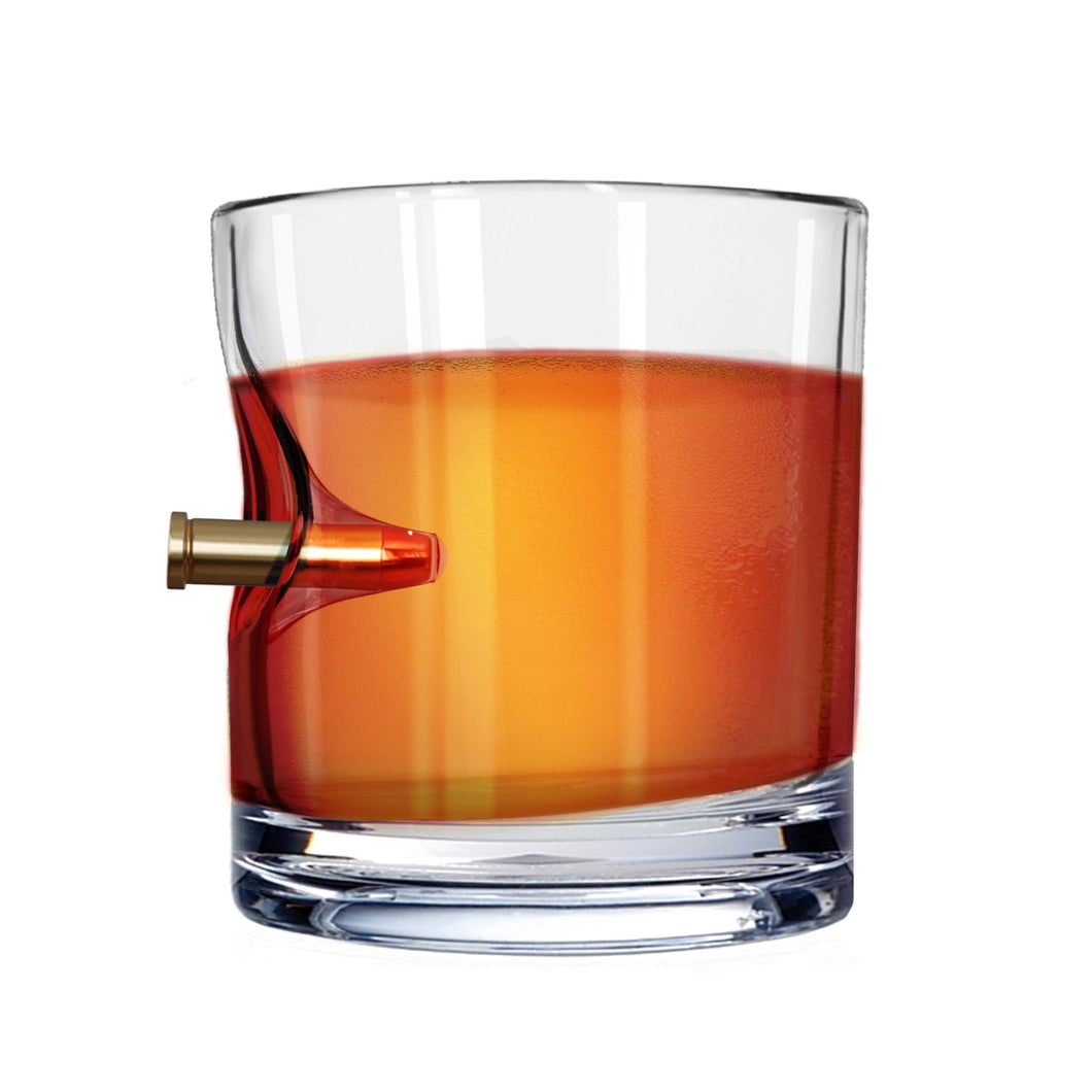 Whiskey Glass with Embedded Magnum 357 Bullet Casing